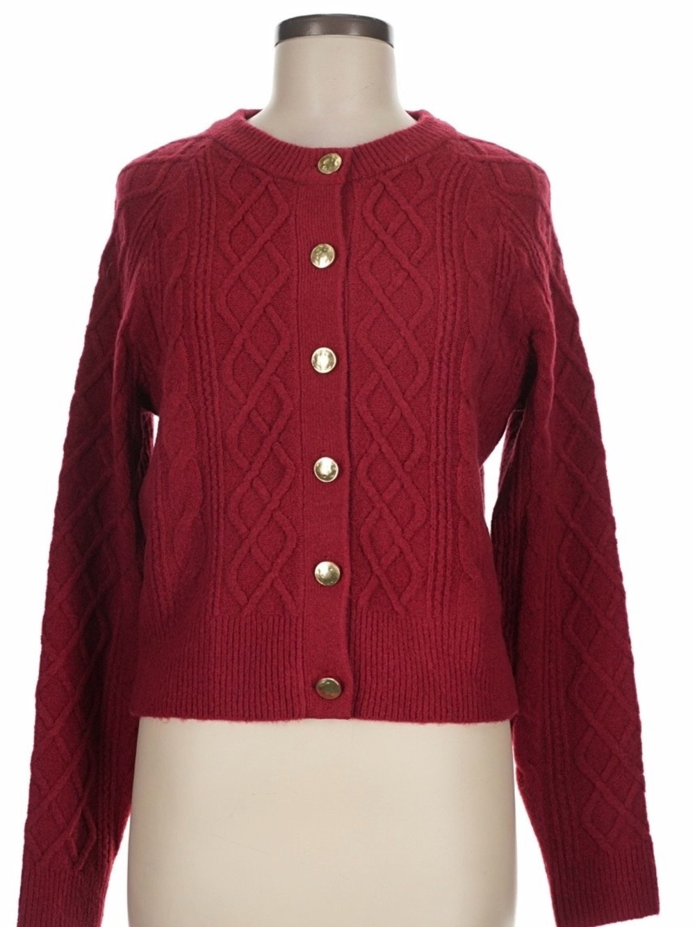 Universal Thread Red Cable Knit Button-Front Cardigan - Picture 2 of 5